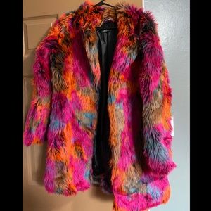Women Multi-color Faux fur coat size M/L